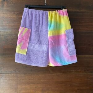 Towel shorts rainbow swirl